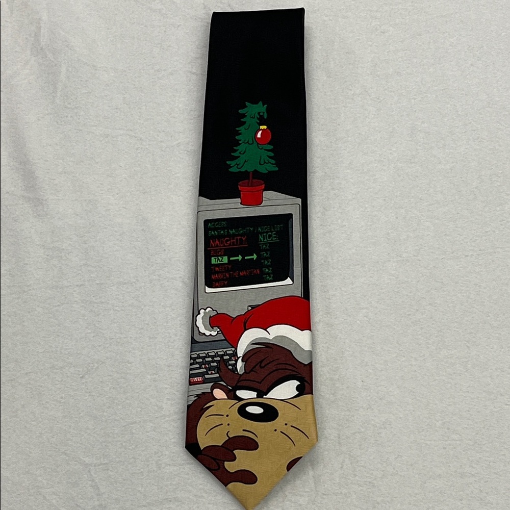 Warner Bros. Taz Christmas Necktie - Black and Brown